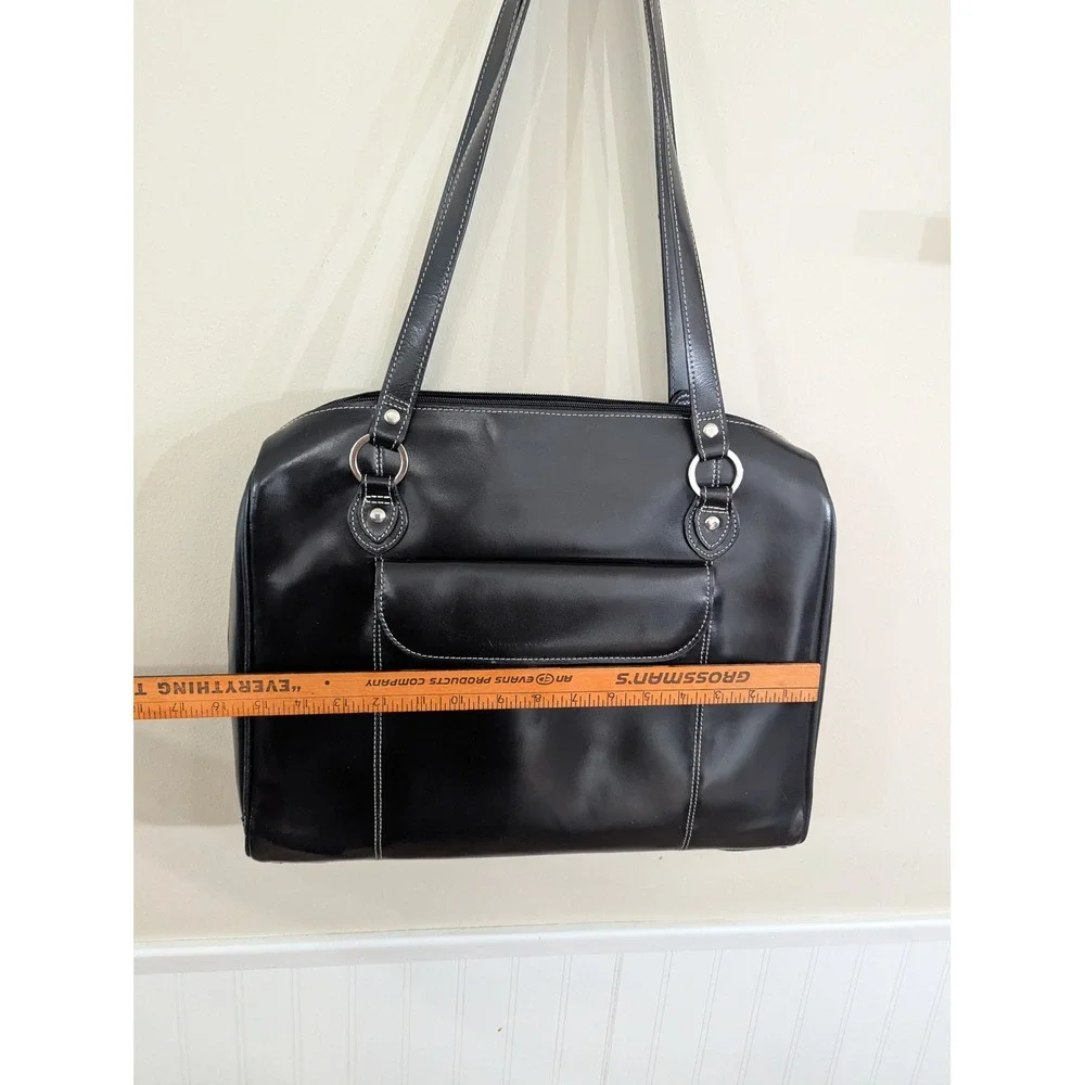 McKlein Laptop Briefcase Black Leather Structured Tote Large Y2K Style Career